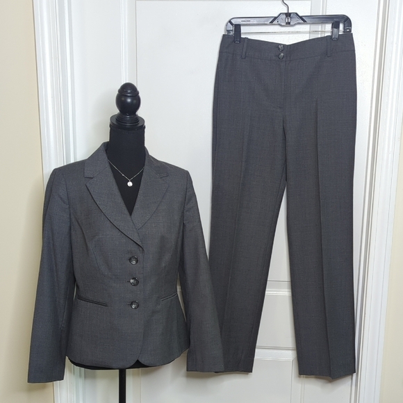 Ann Taylor Cashmere Wool Gray Suit Jacket 8P Audrey Trousers 6 Office Siren - Picture 9 of 16